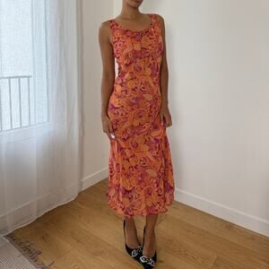 Euro Vintage Mesh Paisley Midi Dress (S/M)